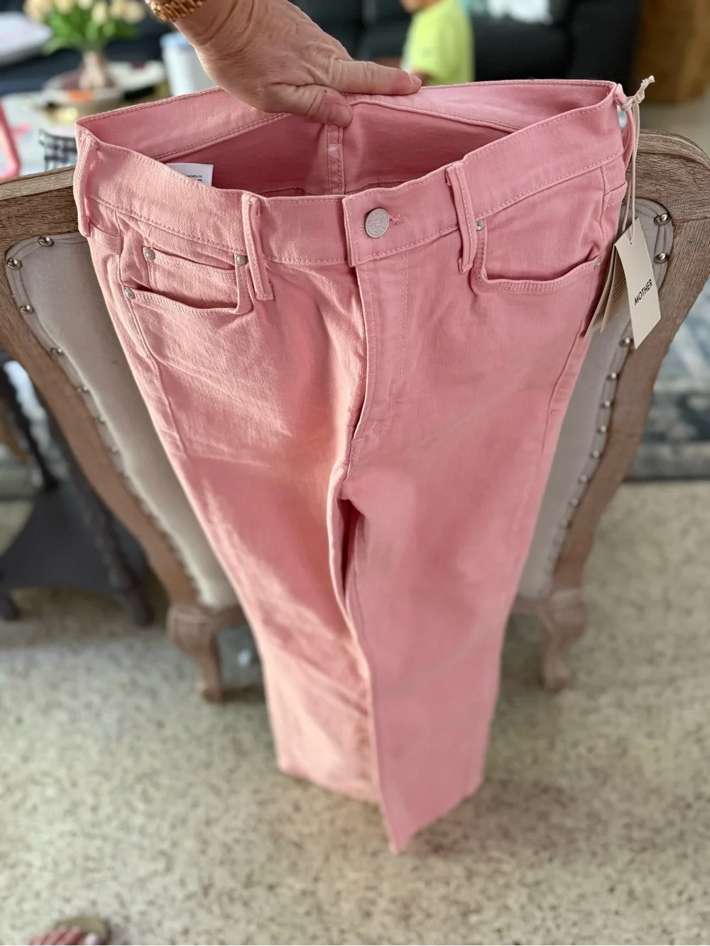 MOTHER Straight-Leg High-Rise Jeans in Dusty Pink - Picture 1 of 9